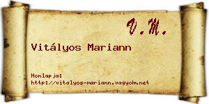 Vitályos Mariann névjegykártya